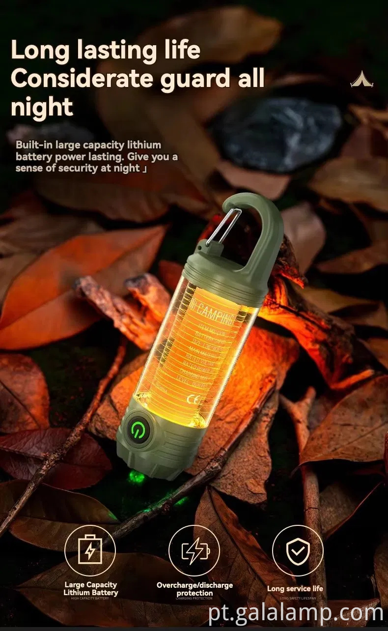 Luz de acampamento ao ar livre multi -funcional, portátil, lanterna forte, recarregável